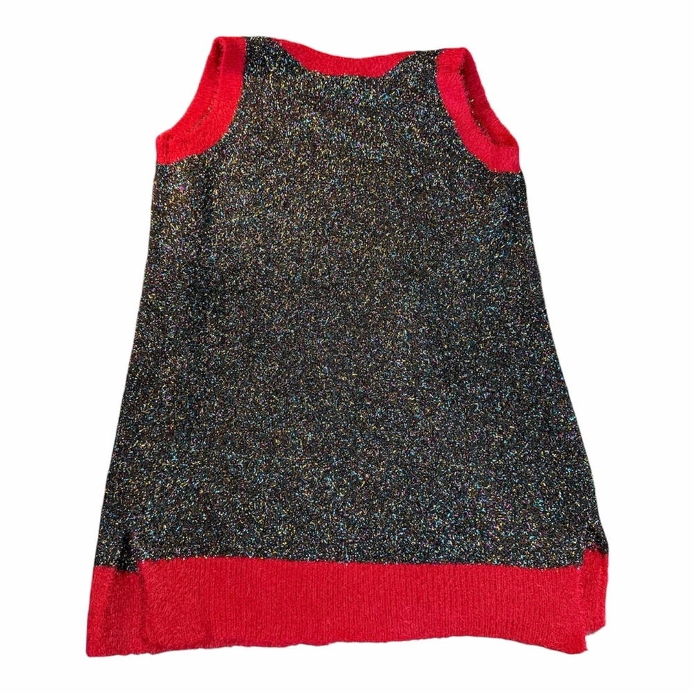 Christmas Sweater Ugly Festive Cardigan Tinsel Knit Vest L Grandmacore Xmas - Picture 2 of 10